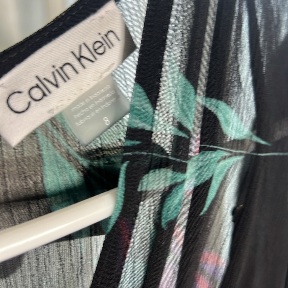 Calvin Klein long sleeve Black Floral Dress
